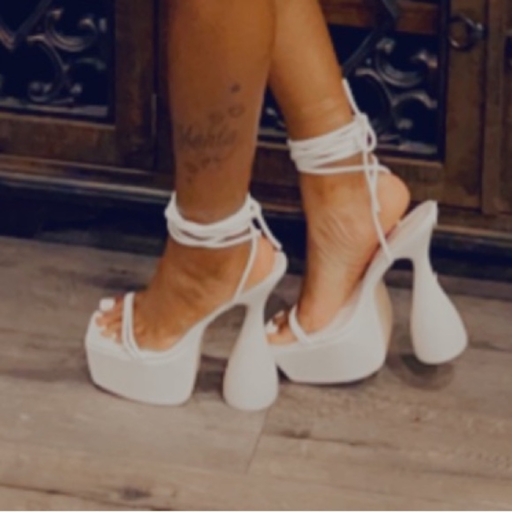 Public Desire White Platform Sandals